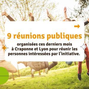 9 réunions publiques organisées à Lyon et Craponne pour réunir les personnes intéressées par l'initiative.